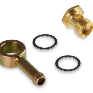Holley Carburetor Fuel Inlet Fitting, Universal, 5/16 Inch Hose Size, 9/16 Inch-24 Thread Size, Gold Iridited, Single/ Swivel Fitting – 26-25