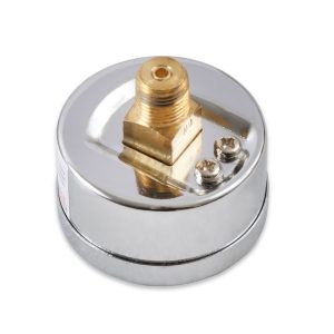 Holley Gauge Fuel Pressure, 1-1/2 Inch Diameter, Full Sweep Mechanical, 0-15 PSI, Analog Display, White Face, Chrome Bezel, Black Needle – 26-500