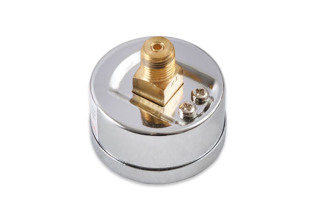 Holley Gauge Fuel Pressure, 1-1/2 Inch Diameter, Full Sweep Mechanical, 0-15 PSI, Analog Display, White Face, Chrome Bezel, Black Needle – 26-500