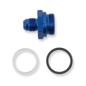 Holley Carburetor Fuel Inlet Fitting, For Use with Center Hung Fuel Bowl, 6 AN Hose Size, 7/8 Inch-20 Thread Size, Blue Anodized, Single – 26-73