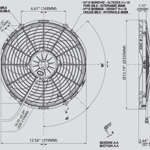 Holley Cooling Fan, Spal ®, Electric, 1451 Cubic Feet Per Minute, 12 Inch Diameter, 10 Blade, Puller, With Plastic Shroud – 30102029