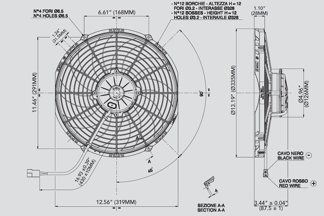 Holley Cooling Fan, Spal ®, Electric, 1451 Cubic Feet Per Minute, 12 Inch Diameter, 10 Blade, Puller, With Plastic Shroud – 30102029