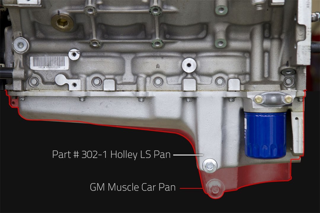 Holley Oil Pan, For Retro Fit of GM Ls Series Engine Into 1955-1987 GM Muscle Car/ Classic Car/ Trucks, 6 Quarts with Stock Filter – 302-1