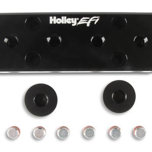 Holley Vacuum Manifold, 12 Ports for 1/8 Inch NPT Fittings/ 2 Ports for -6 ORB Fitting, Black, 6061 Aluminum – 534-52