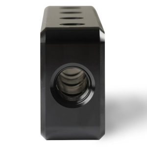 Holley Vacuum Manifold, 12 Ports for 1/8 Inch NPT Fittings/ 2 Ports for -6 ORB Fitting, Black, 6061 Aluminum – 534-52