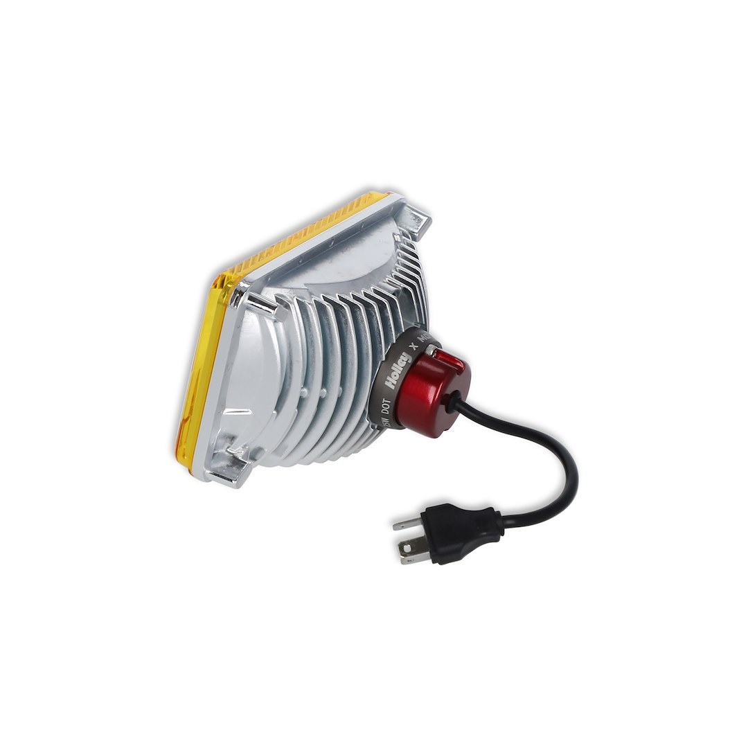 Holley Headlight Conversion Kit, Retrobright, Replaces Old-School Sealed Beam Headlight, 4 Inch X 6 Inch Rectangular – LFRB101