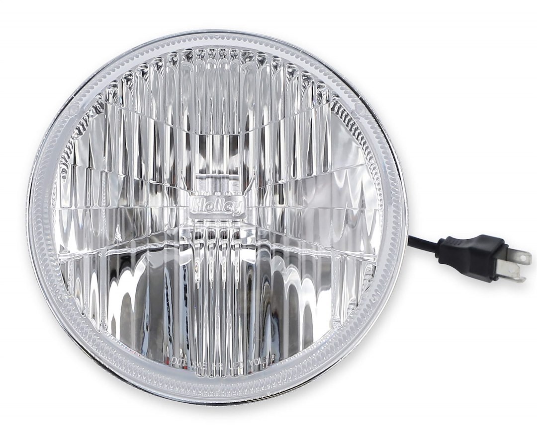 Holley Headlight Conversion Kit, Retrobright, Replaces Old-School Sealed Beam Headlight, 7 Inch Round, Polycarbonate Lined Lens – LFRB155