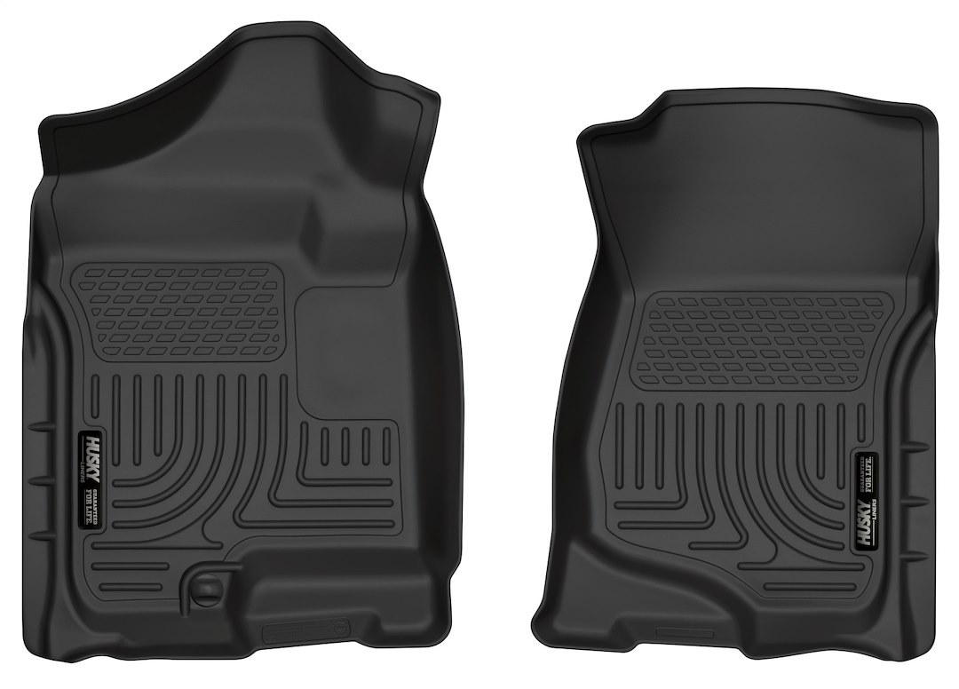 Husky Liners Floor Liner, Weatherbeater™, Black, Molded Fit, Smooth Arcing Ribs/ Raised Heel Pad, Rubber, 2 Piece – 18201