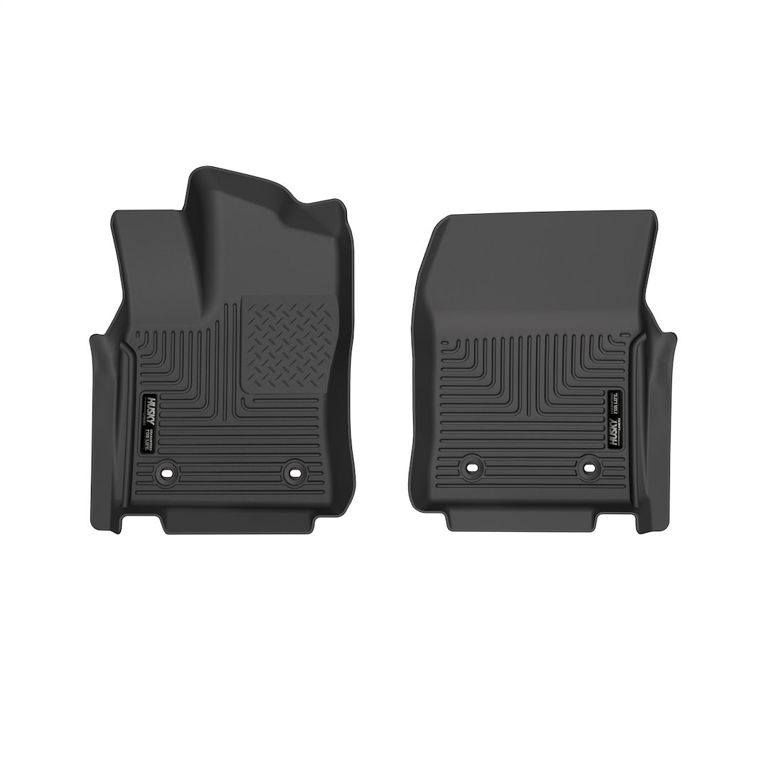 Husky Liners Floor Liner, Weatherbeater™, Black, Molded Fit, Smooth Arcing Ribs/ Raised Heel Pad, Rubber, 2 Piece – 18571