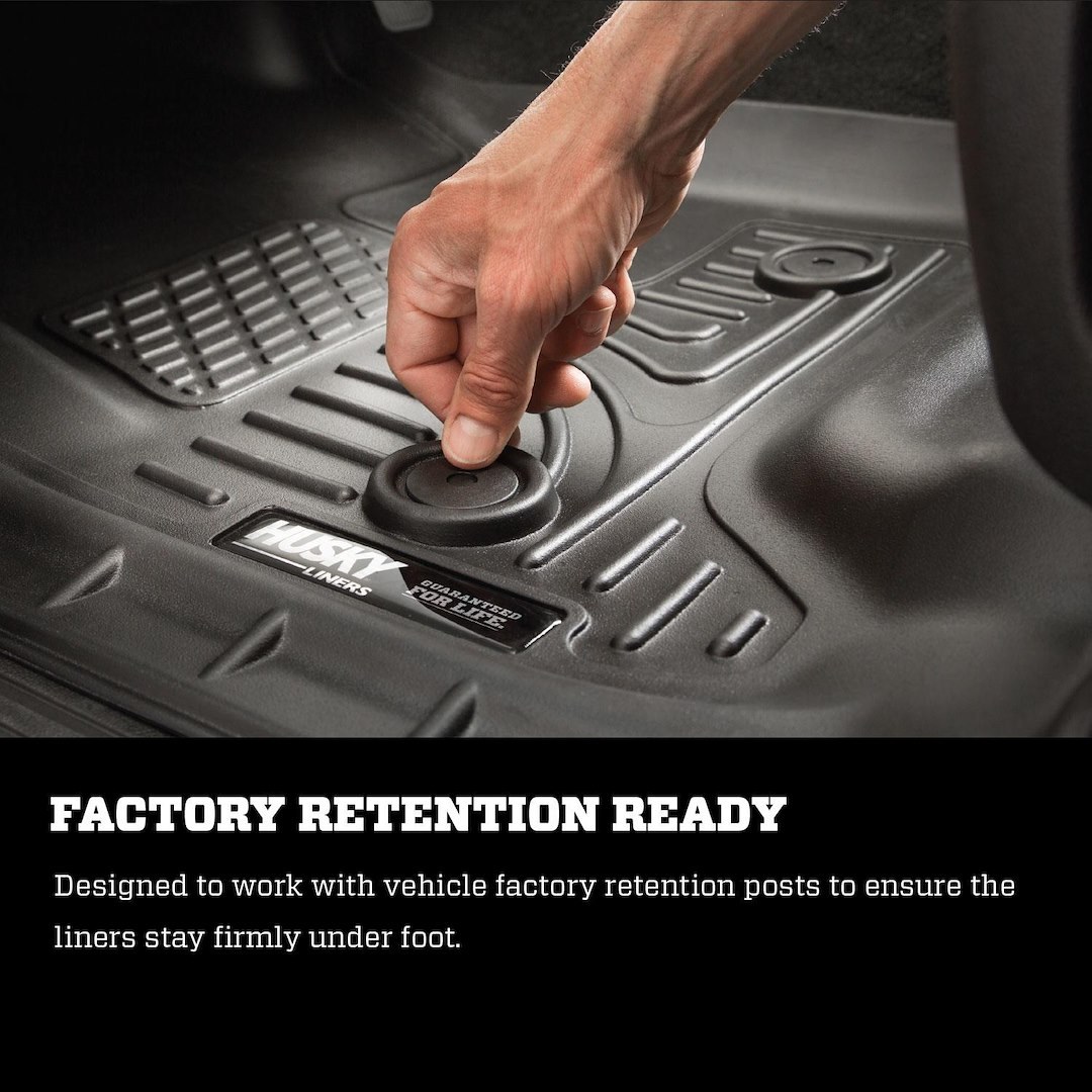 Husky Liners Floor Liner, Weatherbeater™, Black, Molded Fit, Smooth Arcing Ribs/ Raised Heel Pad, Rubber, 1 Piece – 19081