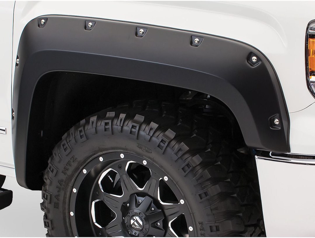 Husky Liners Fender Flare, Pocket Style®, Bolt-On Style, 1-3/4 Inch Front/ 2 Inch Rear Tire Coverage, Matte Black, ABS Plastic – 2804974