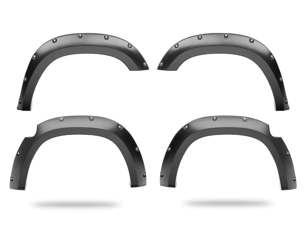 Husky Liners Fender Flare, Pocket Style®, Bolt-On Style, 2 Inch Front/ 2.6 Inch Rear Tire Coverage, Matte Black, ABS Plastic – 2805943