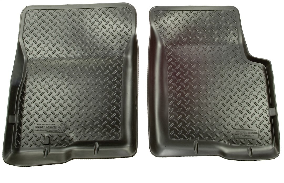 Husky Liners Floor Liner, Classic Style ™, Molded Fit, Fluid Containment Ribs and Treads, Black, Rubber, 2 Piece – 30781