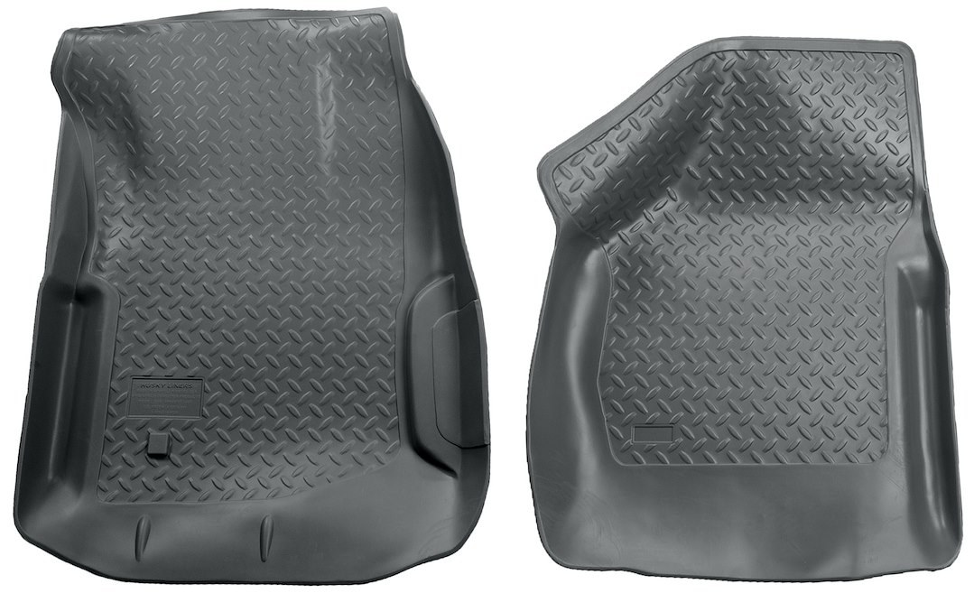 Husky Liners Floor Liner, Classic Style ™, Molded Fit, Fluid Containment Ribs and Treads, Grey, Rubber, 2 Piece – 33852
