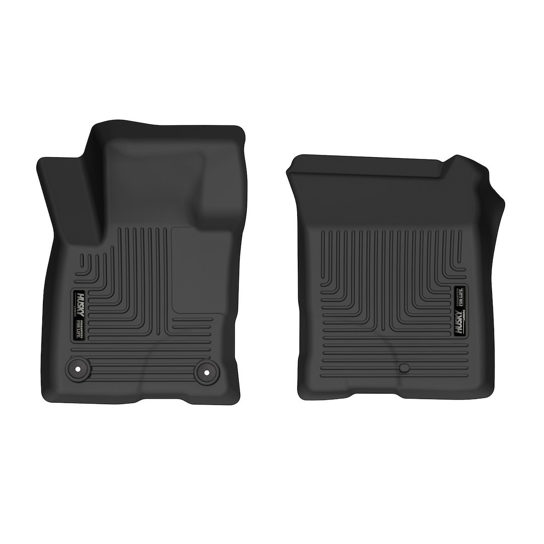 Husky Liners Floor Liner, X-Act Contour™, Black, Molded Fit, Raised Ridge, Thermoplastic Elastomer, 2 Piece – 51891