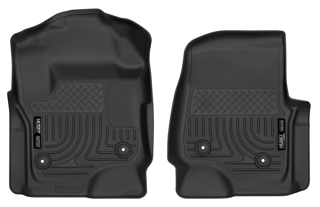 Husky Liners Floor Liner, X-Act Contour™, Black, Molded Fit, Raised Channels and Edges, Tpe (thermoplastic Elastomer), 2 Piece – 52731