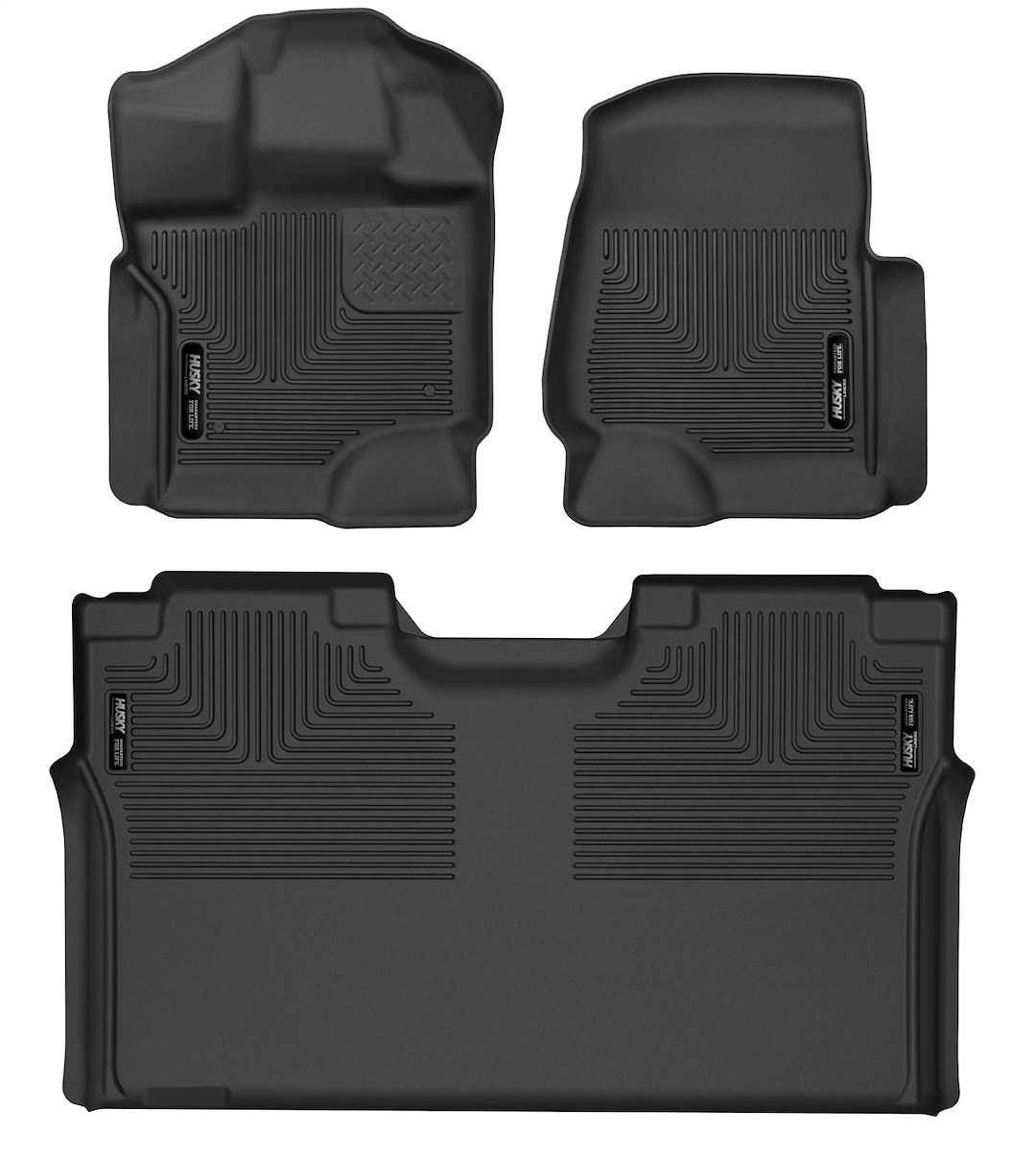 Husky Liners Floor Liner, X-Act Contour™, Black, Molded Fit, Raised Channels and Edges, Tpe (thermoplastic Elastomer), 3 Piece – 53498