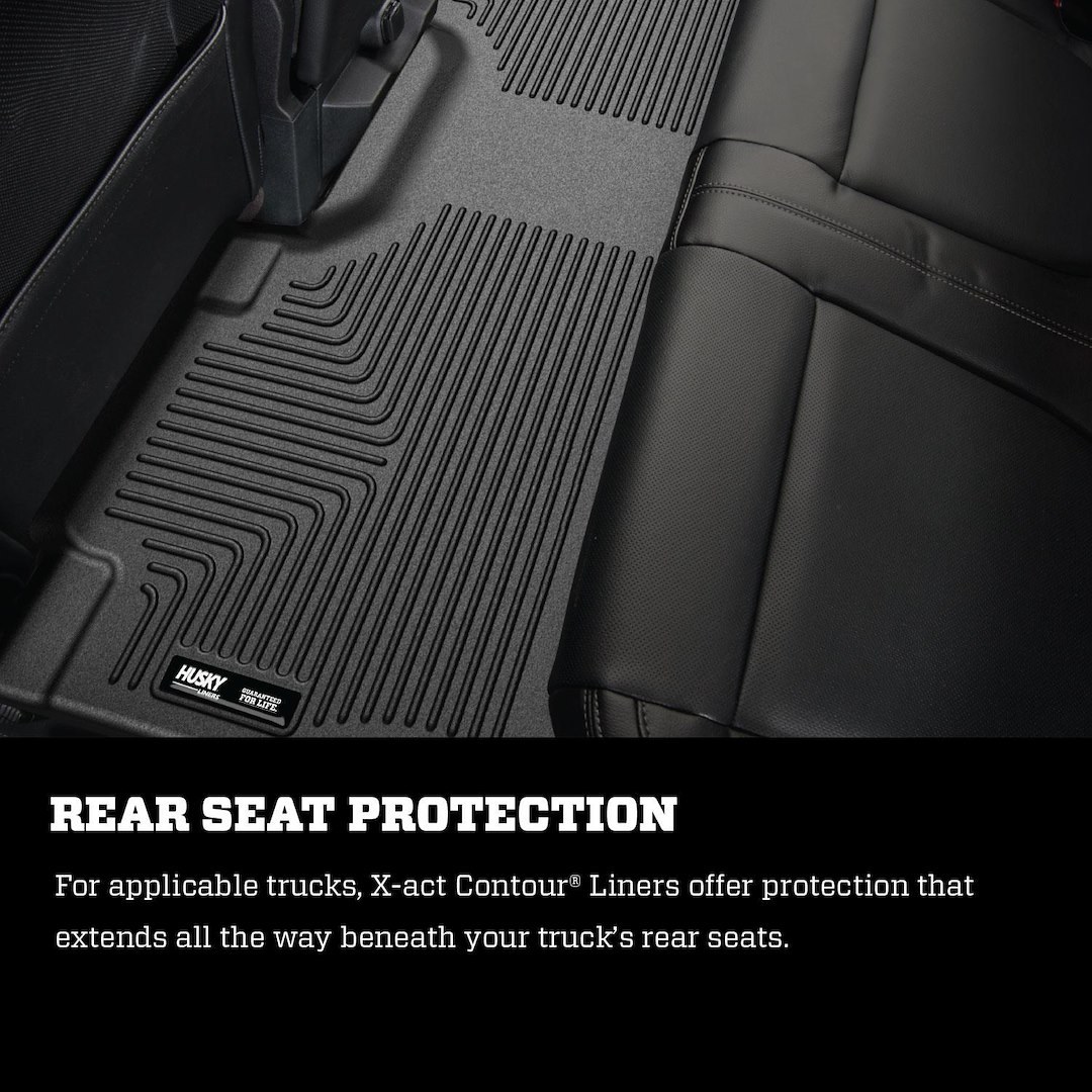 Husky Liners Floor Liner, X-Act Contour™, Black, Molded Fit, Raised Channels and Edges, Tpe (thermoplastic Elastomer), 3 Piece – 53498