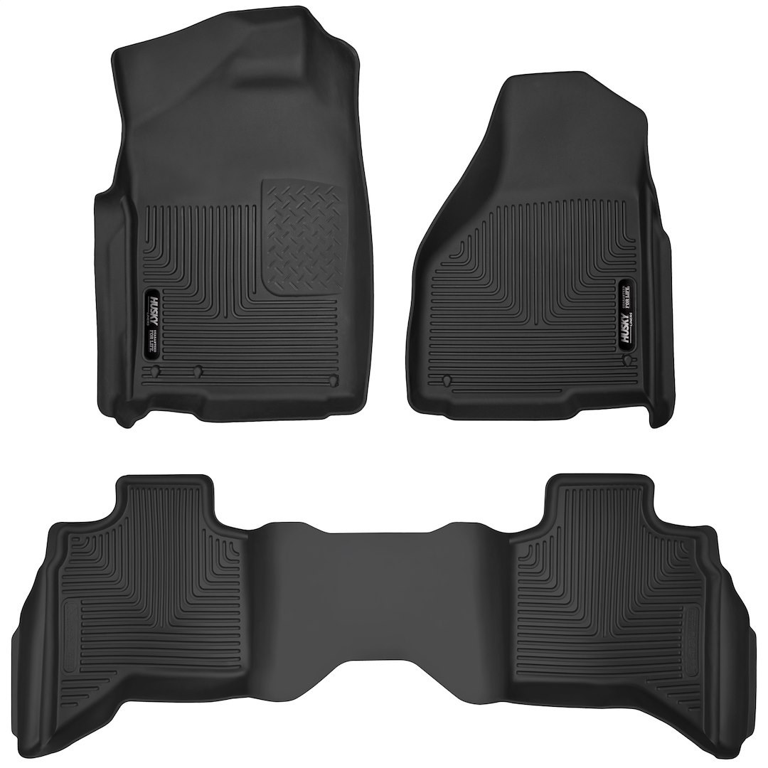 Husky Liners Floor Liner, X-Act Contour™, Black, Molded Fit, Raised Channels and Edges, Tpe (thermoplastic Elastomer), 3 Piece – 53628
