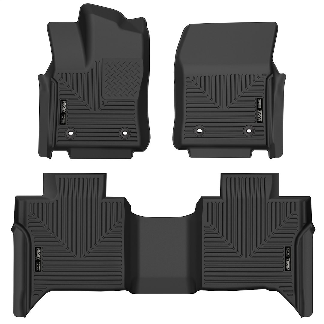 Husky Liners Floor Liner, X-Act Contour™, Black, Molded Fit, Raised Channels and Edges, Tpe – Thermoplastic Elastomer, 3 Piece – 53798