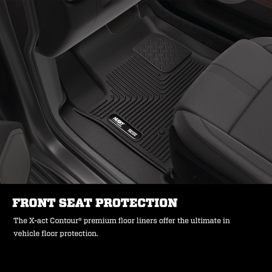 Husky Liners Floor Liner, X-Act Contour™, Black, Molded Fit, Raised Channels and Edges, Tpe – Thermoplastic Elastomer, 3 Piece – 53798