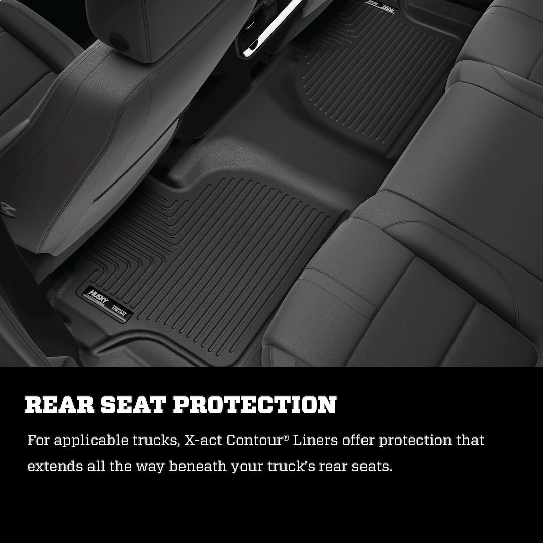 Husky Liners Floor Liner, X-Act Contour™, Black, Molded Fit, Raised Channels and Edges, Tpe – Thermoplastic Elastomer, 3 Piece – 53798