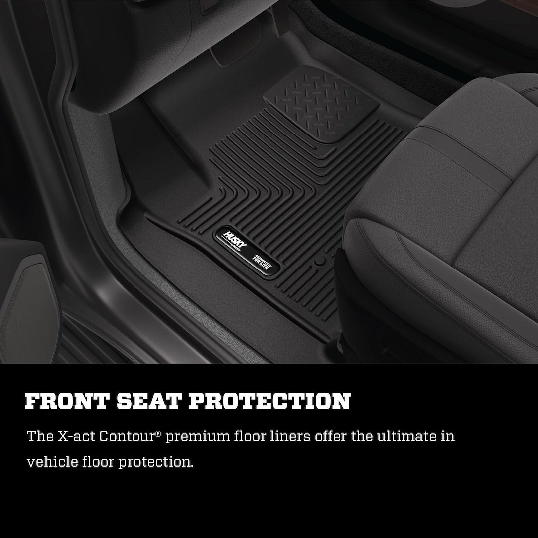 Husky Liners Floor Liner, X-Act Contour™, Black, Molded Fit, Raised Channels and Edges, Rubber, 1 Piece – 55861