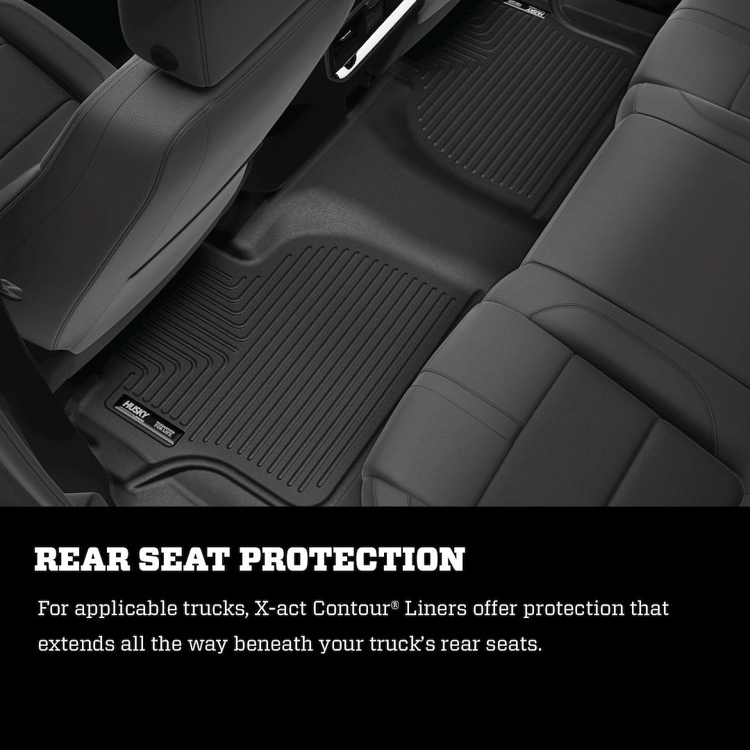 Husky Liners Floor Liner, X-Act Contour™, Black, Molded Fit, Raised Channels and Edges, Rubber, 1 Piece – 55861