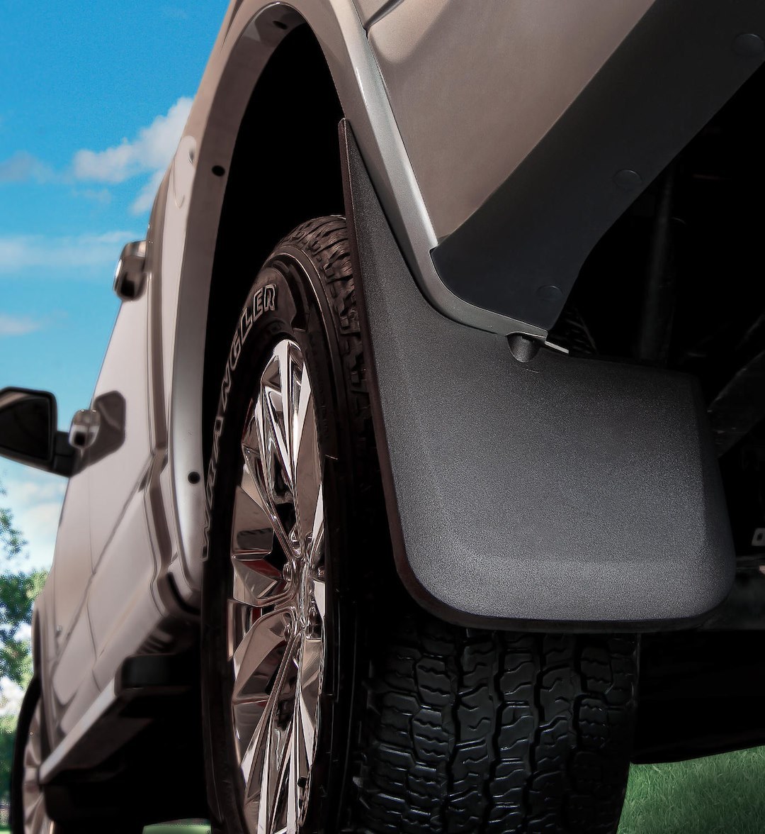 Husky Liners Mud Flap, Custom Mud Guards™, 11.75 Inch X 17.63 Inch Universal, Set of 2, Contoured, Without Logo, Black, Thermoplastic – 56331