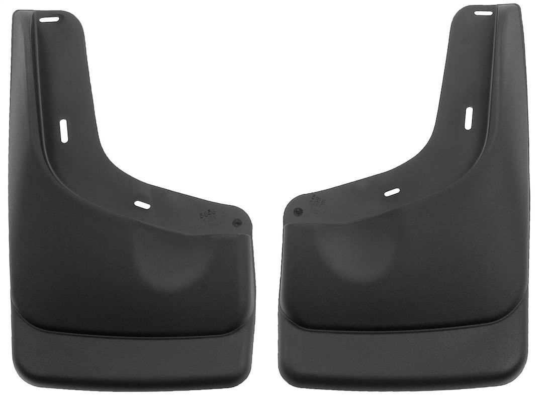 Husky Liners Mud Flap, Custom Mud Guards™, Direct-Fit, Set of 2, Contoured, Without Logo, Black, Thermoplastic, Screw on – 56591