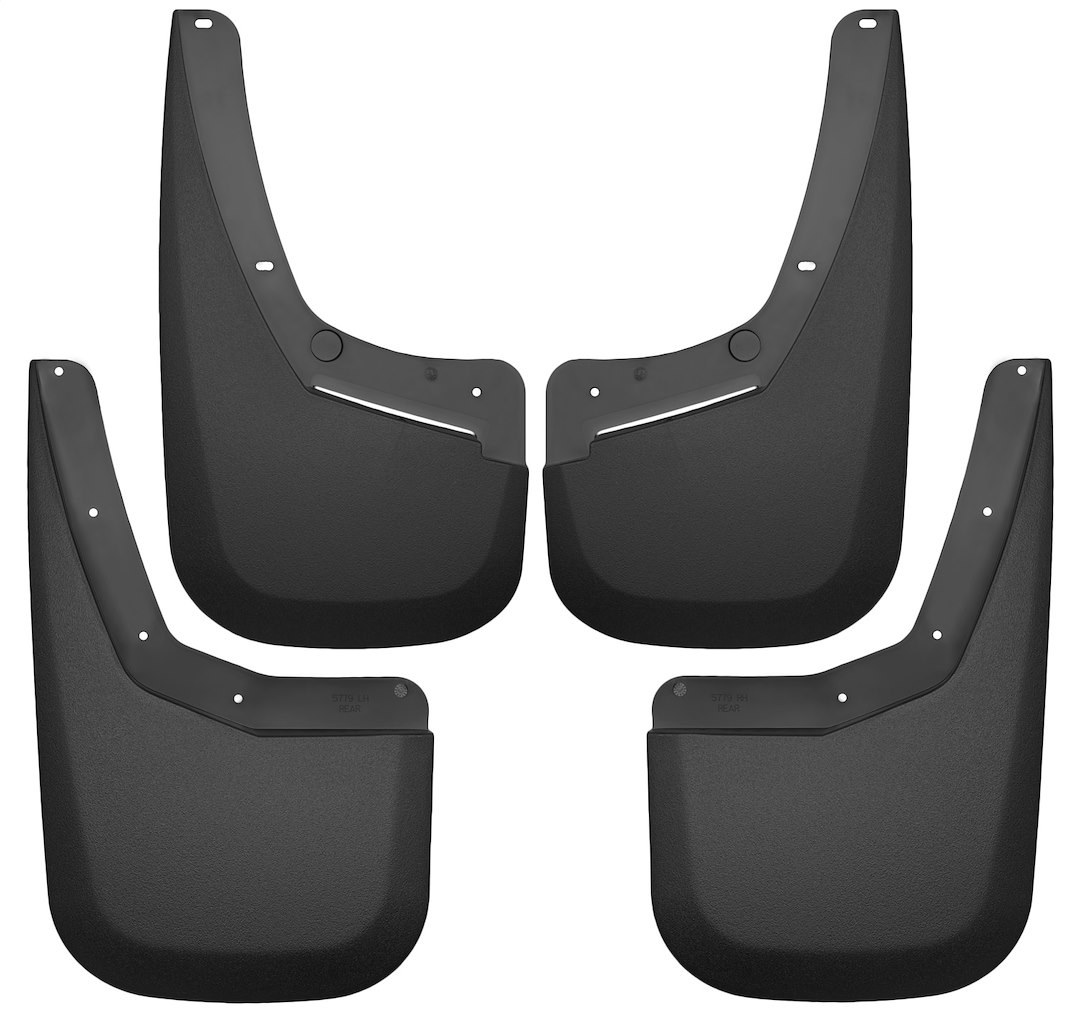 Husky Liners Mud Flap, Custom Mud Guards™, Direct-Fit, Set of 4, Contoured, Without Logo, Black, Thermoplastic, Screw on – 56796