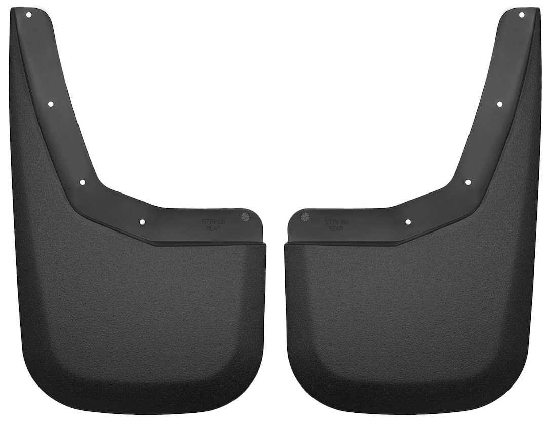 Husky Liners Mud Flap, Custom Mud Guards™, Direct-Fit, Set of 2, Contoured, Without Logo, Black, Thermoplastic, Screw on – 57791