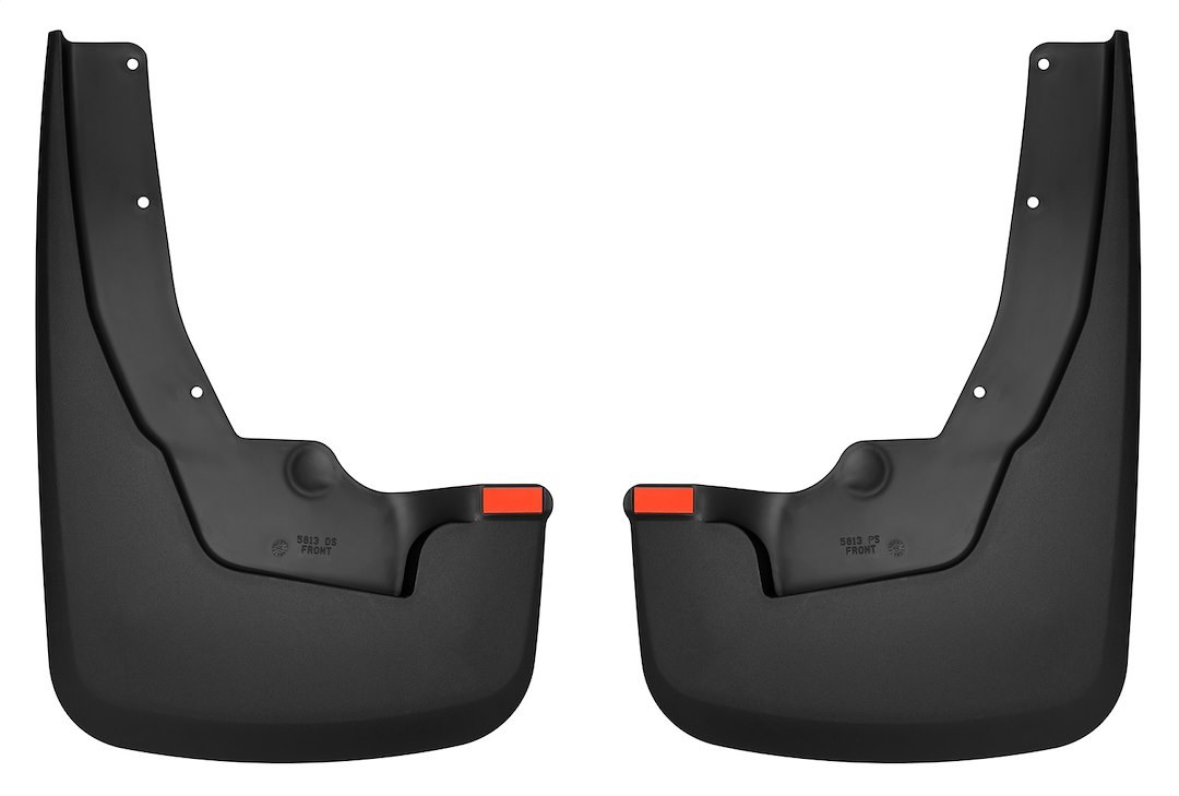 Husky Liners Mud Flap, Custom Mud Guards™, Direct-Fit, Set of 2, Contoured, Without Logo, Black, Thermoplastic, Screw on – 58131
