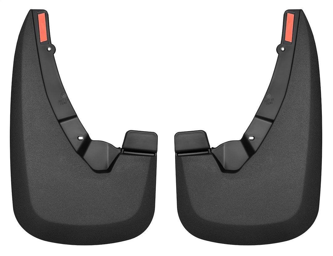 Husky Liners Mud Flap, Custom Mud Guards™, Direct-Fit, Set of 2, Contoured, Without Logo, Black, Thermoplastic, Screw on – 58171