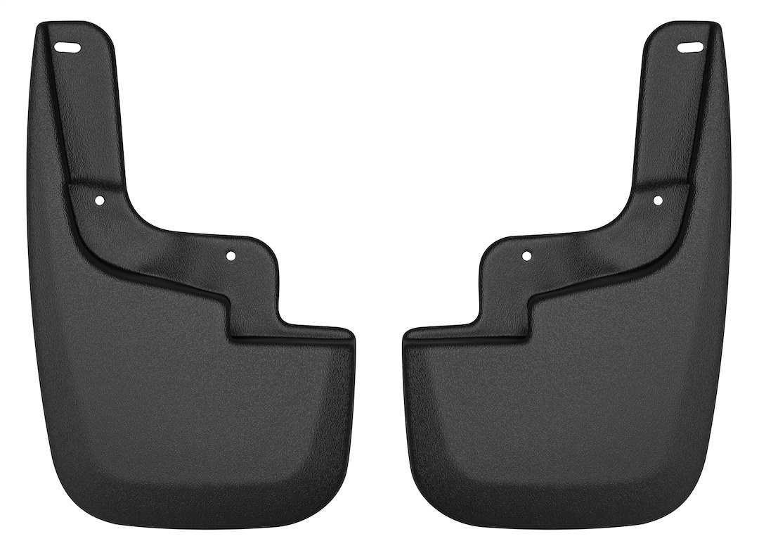 Husky Liners Mud Flap, Custom Mud Guards™, Direct-Fit, Set of 2, Contoured, Without Logo, Black, Thermoplastic, Screw on – 58231