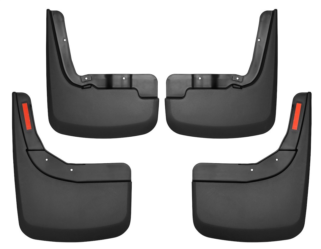 Husky Liners Mud Flap, Custom Mud Guards™, Direct-Fit, Set of 4, Contoured, Without Logo, Black, Thermoplastic, Screw on – 58266