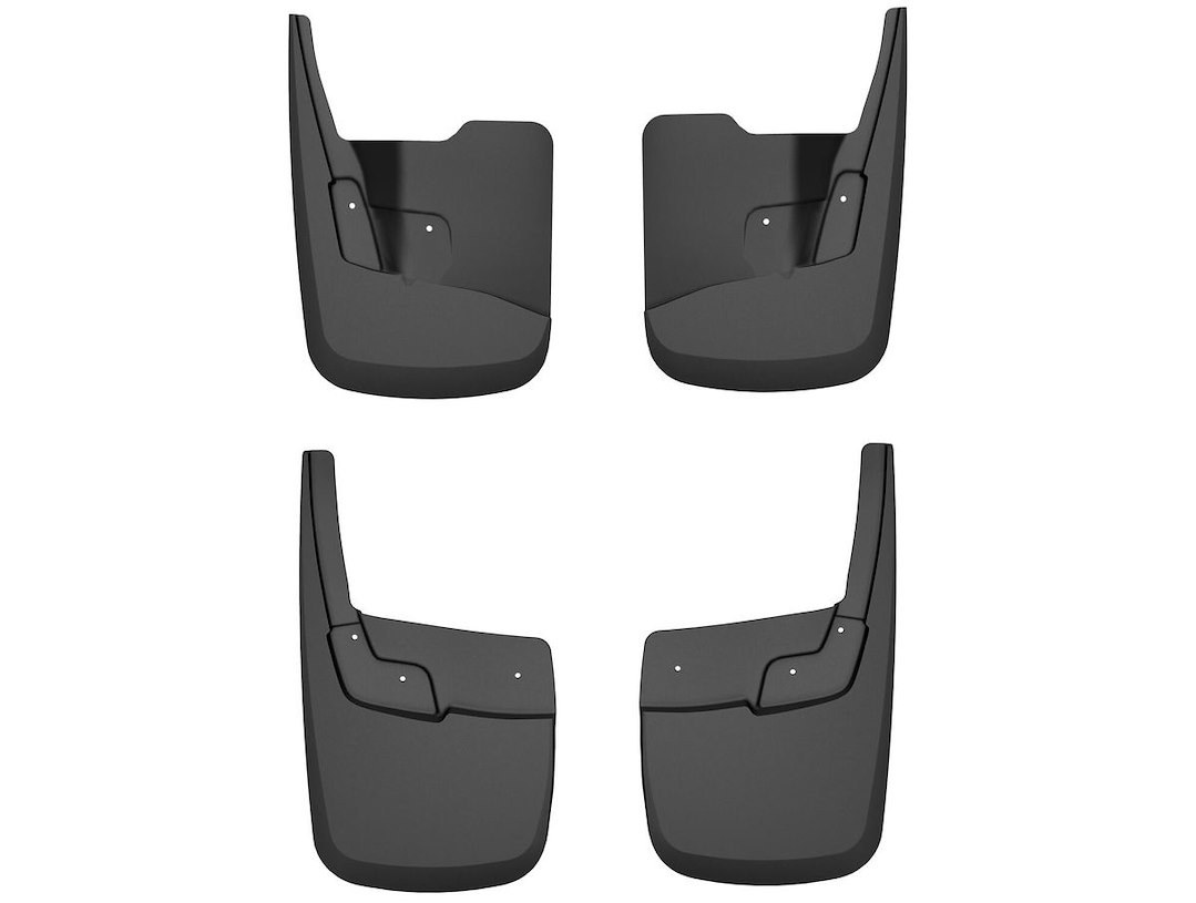 Husky Liners Mud Flap, Custom Mud Guards™, Set of 4, Contoured, Without Logo, Black, Thermoplastic, Screw on – 58316