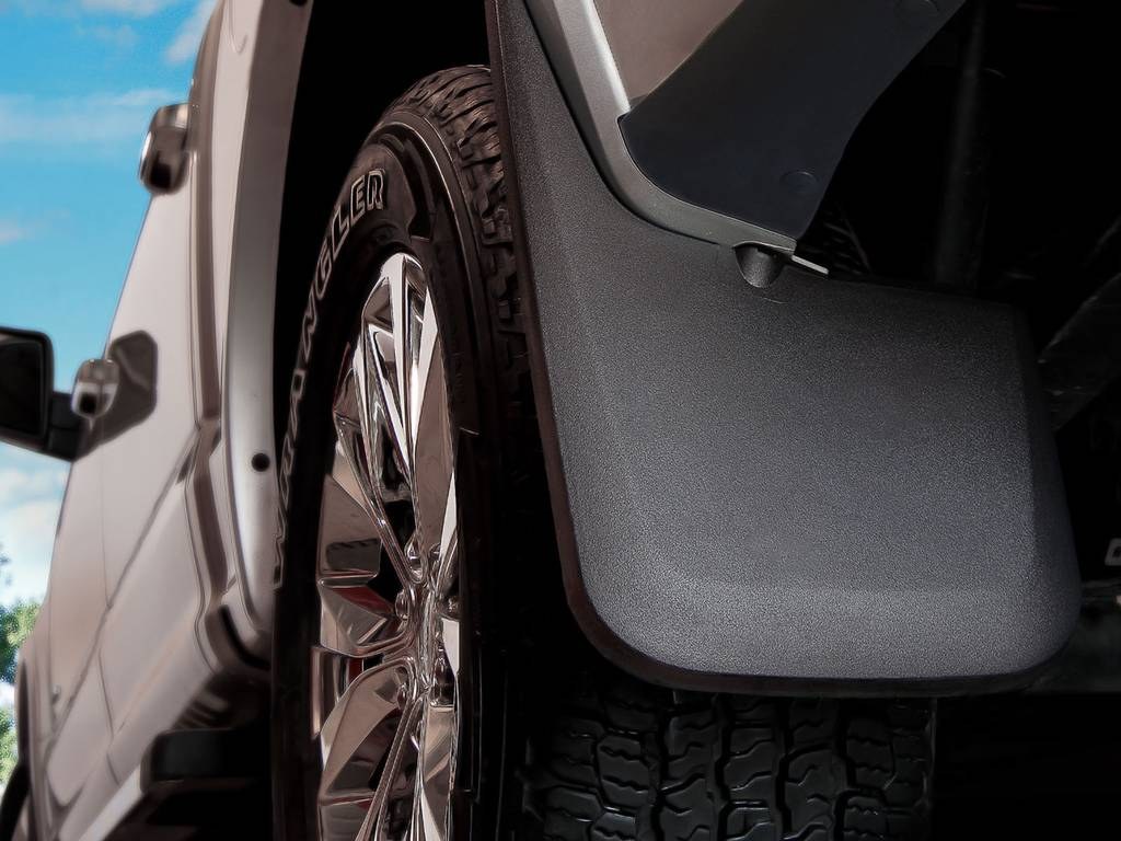 Husky Liners Mud Flap, Custom Mud Guards™, Set of 4, Contoured, Without Logo, Black, Thermoplastic, Screw on – 58316