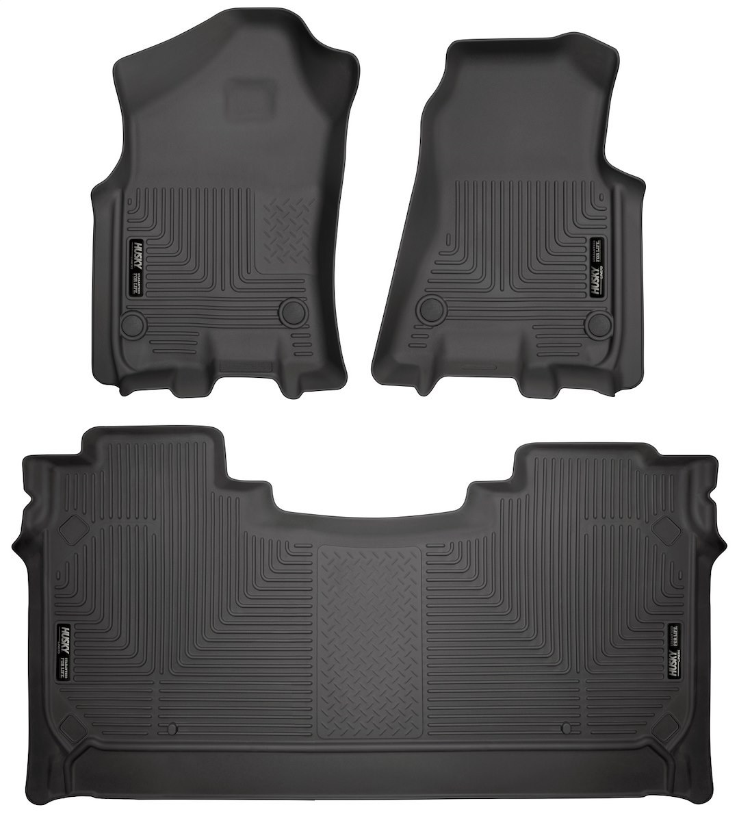 Husky Liners Floor Liner, Weatherbeater™, Black, Molded Fit, Smooth Arcing Ribs/ Raised Heel Pad, Tpo (thermoplastic Olefin), 3 Piece – 94001