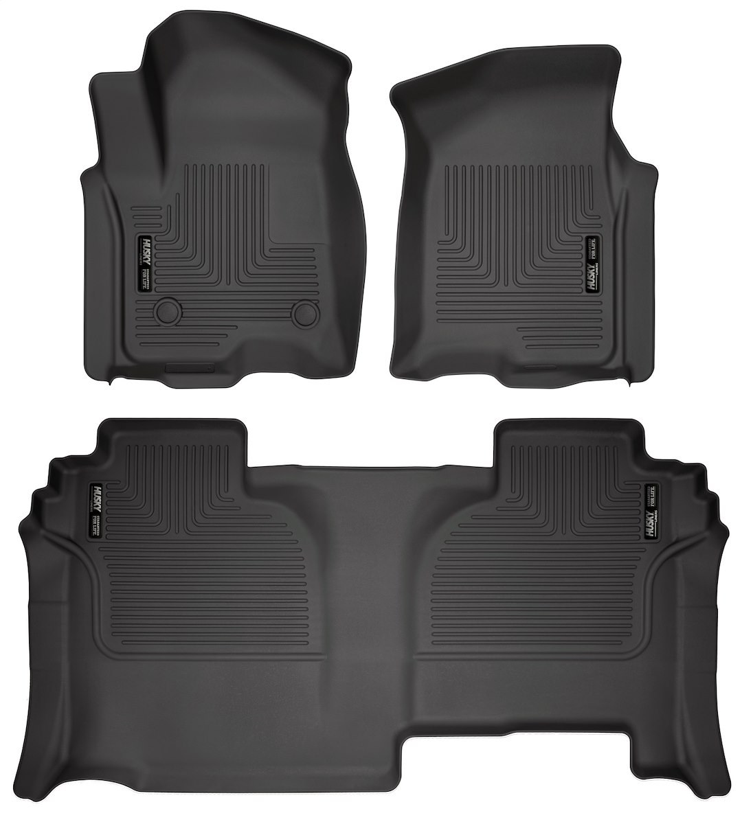 Husky Liners Floor Liner, Weatherbeater™, Black, Molded Fit, Smooth Arcing Ribs/ Raised Heel Pad, Tpo (thermoplastic Olefin), 3 Piece – 94031