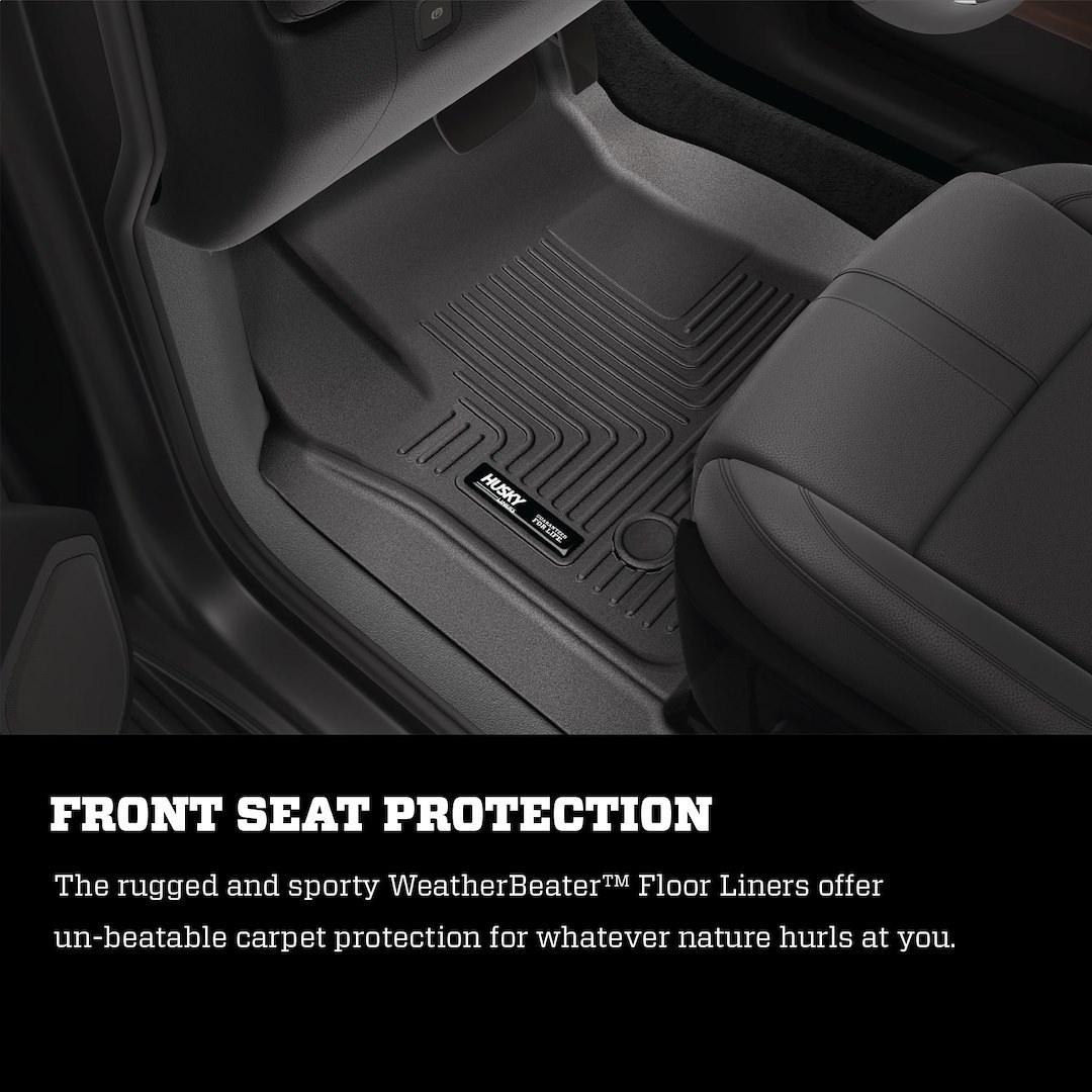 Husky Liners Floor Liner, Weatherbeater™, Black, Molded Fit, Smooth Arcing Ribs/ Raised Heel Pad, Tpo (thermoplastic Olefin), 3 Piece – 94031