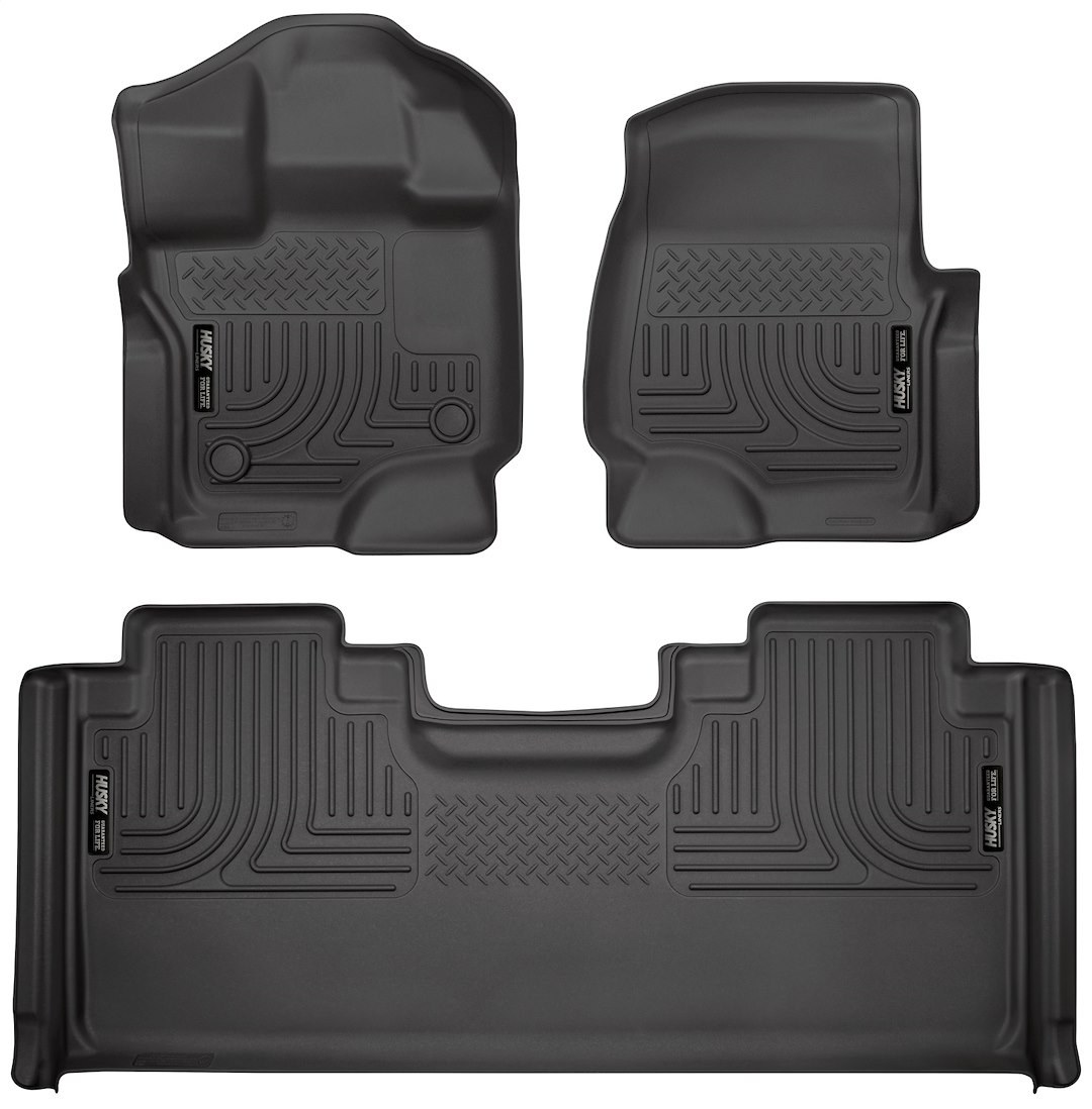 Husky Liners Floor Liner, Weatherbeater™, Molded Fit, Smooth Arcing Ribs/ Raised Heel Pad, Black, Tpo (thermoplastic Olefin), 3 Piece – 94051