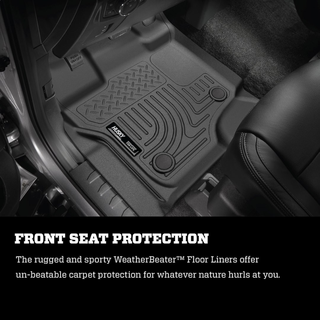 Husky Liners Floor Liner, Weatherbeater™, Molded Fit, Smooth Arcing Ribs/ Raised Heel Pad, Black, Tpo (thermoplastic Olefin), 3 Piece – 94051
