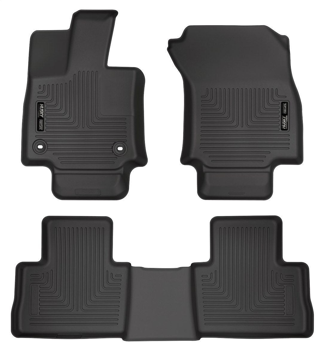 Husky Liners Floor Liner, Weatherbeater™, Black, Molded Fit, Smooth Arcing Ribs/ Raised Heel Pad, Rubber, 3 Piece – 95501