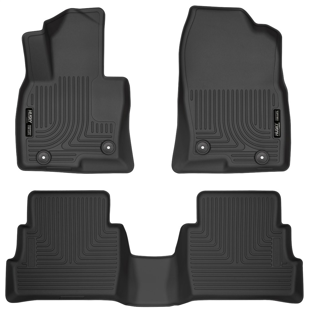 Husky Liners Floor Liner, Weatherbeater™, Black, Molded Fit, Smooth Arcing Ribs/ Raised Heel Pad, Rubber, 3 Piece – 95641