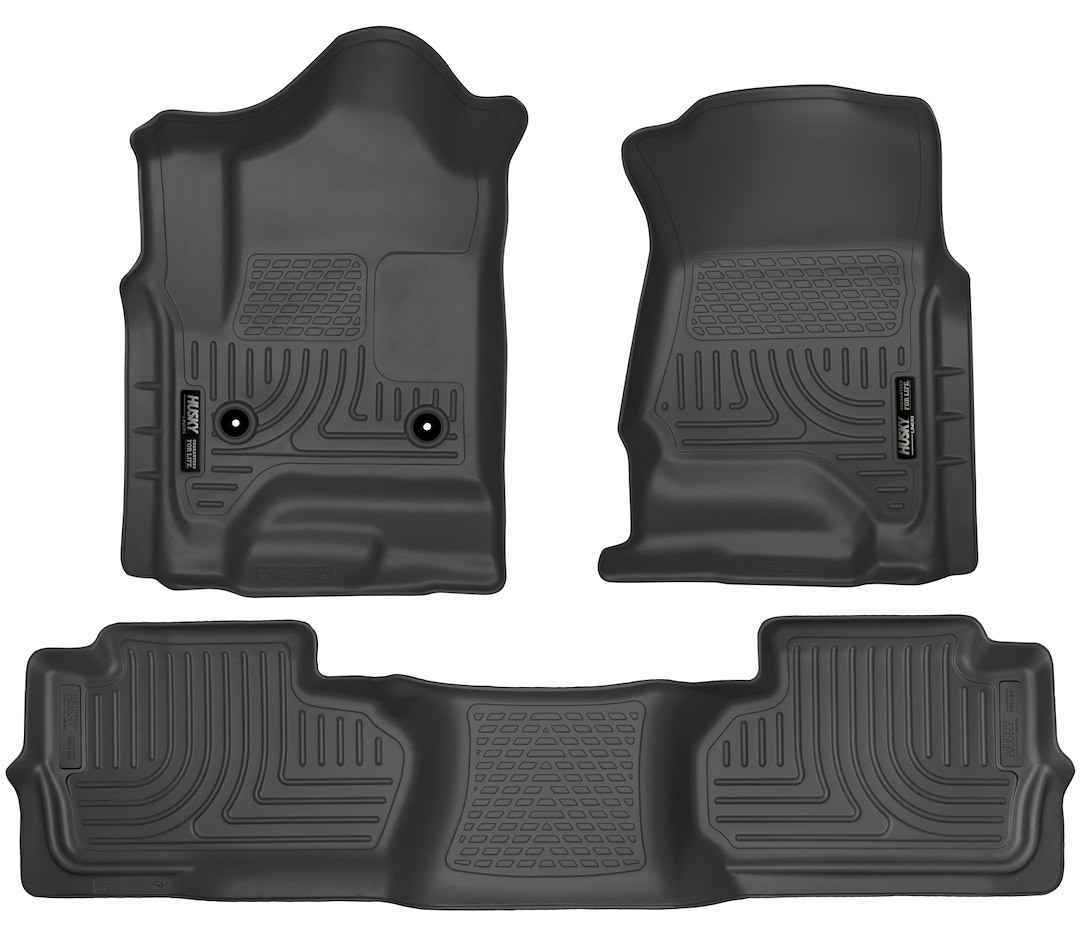 Husky Liners Floor Liner, Weatherbeater™, Black, Molded Fit, Smooth Arcing Ribs/ Raised Heel Pad, Rubber, 3 Piece – 98241