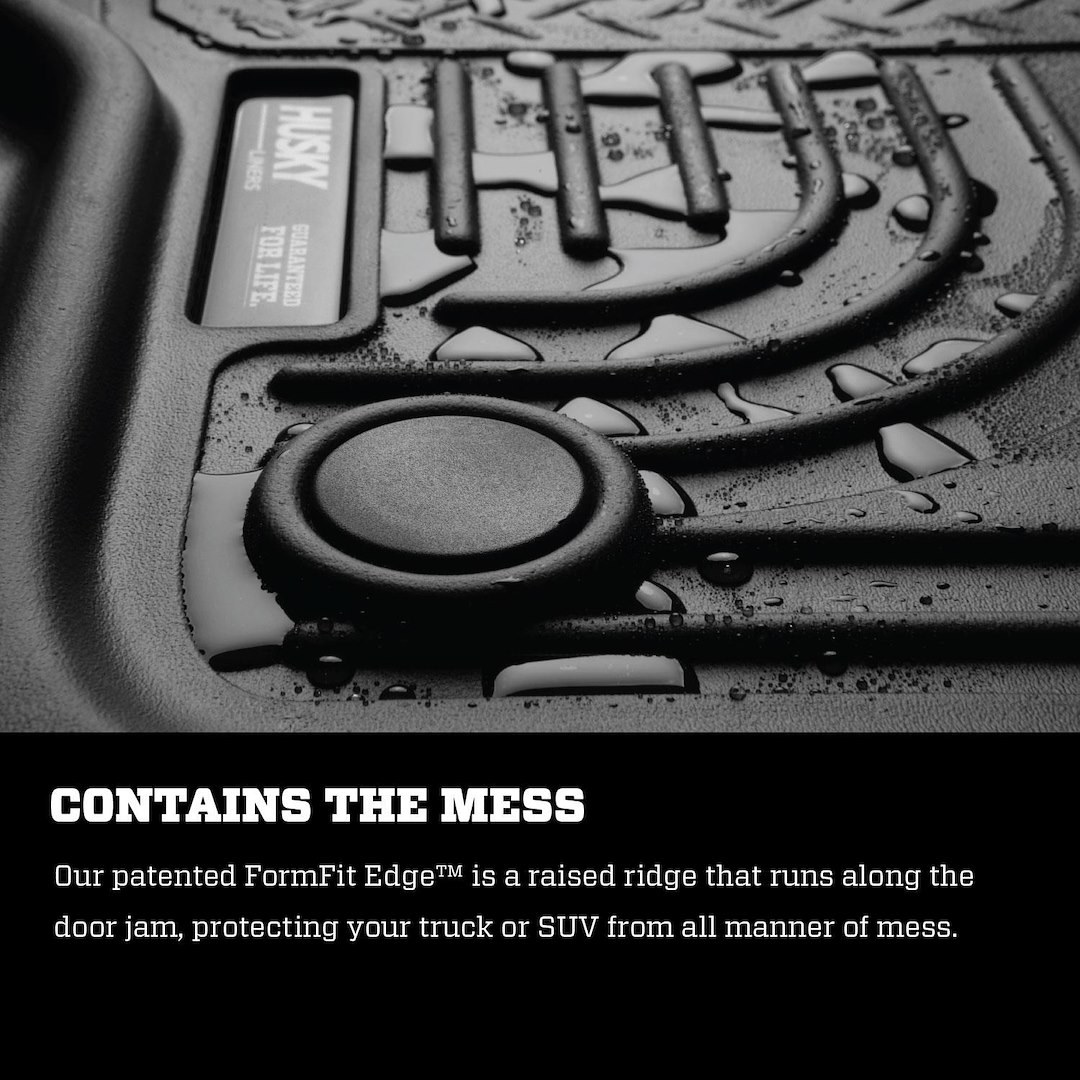 Husky Liners Floor Liner, Weatherbeater™, Black, Molded Fit, Smooth Arcing Ribs/ Raised Heel Pad, Rubber, 3 Piece – 98241