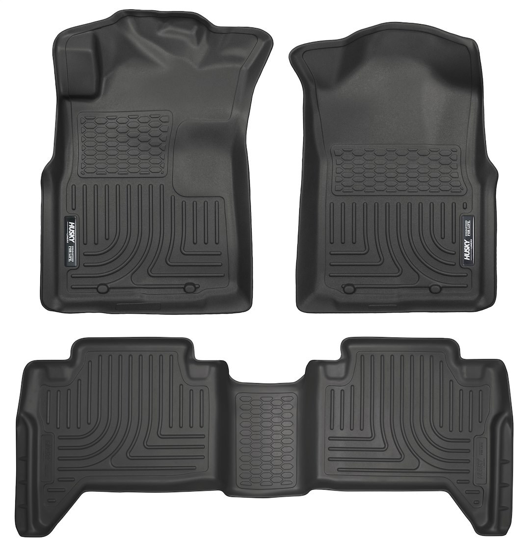 Husky Liners Floor Liner, Weatherbeater™, Black, Molded Fit, Smooth Arcing Ribs/ Raised Heel Pad, Rubber, 3 Piece – 98951