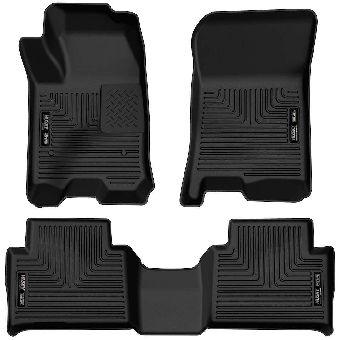 Husky Liners Floor Liner, Weatherbeater™, Black, Molded Fit, Raised Heel Pad, Rubber, 3 Piece – 99221