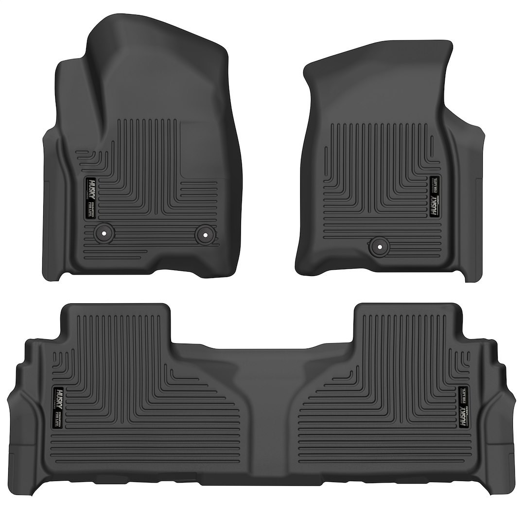 Husky Liners Floor Liner, Weatherbeater™, Black, Molded Fit, Smooth Arcing Ribs/ Raised Heel Pad, Rubber, 3 Piece – 99241